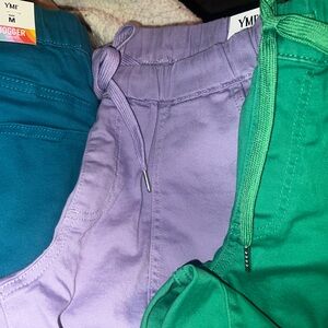 YMI 3 pair NEW JOGGERS SHORTS Lavender Shamrock Teal Medium